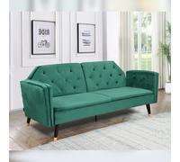 (Green) Plush Velvet Tufted Sofa Bed In Various Colours