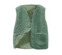 Green Polar Fleece Gilets for Women UK V Neck Button Down Sleeveless Jackets with Pockets, Ladies Casual Warm Waistcoat, Autumn Winter Plus Size Fleece Bodywarmer Going Out L