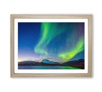 Green Polar Lights Over Sweden Modern Art Framed Print | A2 Oak Framed Wall Art | Ready to Hang | Modern Nature Picture | Living Room Bedroom Lounge Office