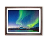 Green Polar Lights Over Sweden Modern Art Framed Print | A2 Walnut Framed Wall Art | Ready to Hang | Modern Nature Picture | Living Room Bedroom Lounge Office