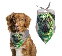 Green Polka Dot Pug Dog Bandanas for Feeding Grooming, Triangle Pet Bibs Washable Pets Scarf for Cats & Dogs