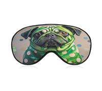 Green Polka Dot Pug Eye Mask, Adjustable Strip, Blocks Light Sleep Mask, Sleep Eye Mask for Night Sleeping Travel Nap 8.1 * 4.1 Inches