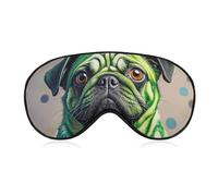 Green Polka Dot Pug Eye Mask for Women & Men, Breathable & Adjustable Eye Cover, Ultra Soft Sleep Mask, Lightweight Travel Blindfold for Airplane, Nap, Night Sleeping