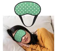 Green Polka Dots Eye Mask for Sleeping Soft Satin Sleep Shade Cover Blindfold with Elastic Strap Travel Nap Blackout Eye Shade Cover for Women Men