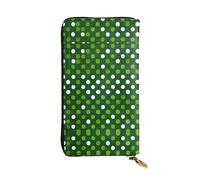 Green Polka Dots Print Leather Long Clutch Wallet – Fashionable Personalized Wallet, Multiple Card Slots, Gift Ready, Black, One Size