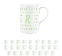 Green Polka Dots Spots Letter R Mug - Bone China Alphabet Initials Gift/Present Mug