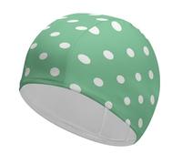 Green Polka Dots Swim Cap for Adult, Elastic Fabric Swimming Cap, Comfortable Bathing Cap for Long & Short Hair