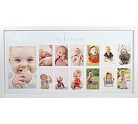 Green Pollywog | Baby's First Year Frame | Collage Frame For Baby In White | 12 Month Picture Frame | Milestone Photos | First Year Picture Mat | My First Year Photographs