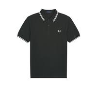 Green Polo Shirt with Double Stripe- male- Fred Perry- Polo Shirts- Green- L- Tops L