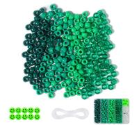 Green Pony Beads, 250Pcs 6x9mm 4 Colors Kandi Hair Beads wih 10Pcs Smiling face Beads, Friendship Bracelets Jewelry Making Kit for Women Gifts