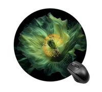Green Poppy in The Dark Gaming Mouse Pad Non-Slip Rubber Base Waterproof Round Mouse Pads for Desk Personalized Gaming Mousepad for Laptop Computer Home Office Decor Desk Accessories 7.8x7.8 Inch