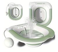 (Green) Portable Collapsible Sitz Bath Kit | Ergonomic Design, Durable Construction, Wider Seating Area & Deeper Basin | Ideal For Hemorrhoid Relief