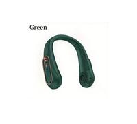 (Green) Portable fan hanging around the neck, 5-speed USB cooler and digital screen, powerful technology and fanless design