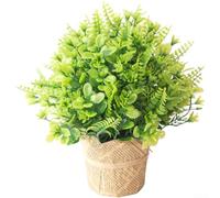 Green Potted Artificial Plant With Silk Flowers For Indoor Use Featuring Lavender Mint Grass And Pine Needle Grass For Natural Effect(Bellflower)