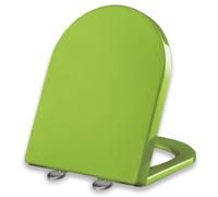 Green PP U-Shaped Elongated Toilet Seat with Slow Close Lid and Quick Release Hinges, Easy Installation and Cleaning, Stainless Steel Hinges, Top Mount, 36x46cm