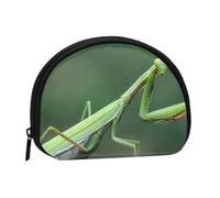 Green Praying-Mantis, Women's Storage Bag Shell Makeup Bag Small Coin Purse Shell Change Pouch