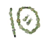 Green Prehnite Rough Gems Raw Cultured Keshi Pearl Crystal Necklace Bracelet Earrings Sets For Lady HJDIPCKYVG
