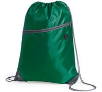 (Green) Premium Zipper Drawstring School Bag Sports Sack