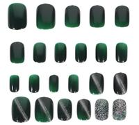 Green Press on Nails 1 Box 24 Piece Pp Wearable Manicure