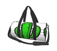 Green Print Round Duffel Bag, Canvas Overnight Travel Tote Bag, Waterproof and Tear-Resistant.Foldable Weekend Travel Bag