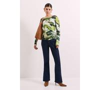 Green Printed Gathered Sleeve Jersey Top Principles Green 12