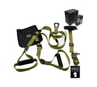 (Green Pro 2) Gym Home Suspension Resistance Strength Training Strap Trainer Fitness Workout