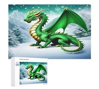 Green Pterosaur 1000 Piece Jigsaw Puzzle- Brain Teaser Game for Adults & Children - Educational Activities Wooden Jigsaws （75×50cm）