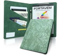 Green PU Leather Padfolio Binder - Professional Business Portfolio Organizer Folder & Resume Folder with Card Slots, Pen Holder, and Letter/A4 Writing Pad for Office or Meeting