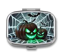 Green Pumpkin Pill Case Travel Portable Pocket Pill Box 2 Compartment Medicine Case Large Capacity Daily Pill Cases Vitamin Organizer Medicine Organizer Small Pill Box