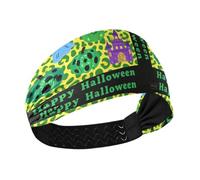 Green Pumpkin Yellow Leopard Print Halloween Cooling wide headband Stretchy head bands for women for Football Athletic Sports basketball washing faceColorful Duchshund Dog Stars