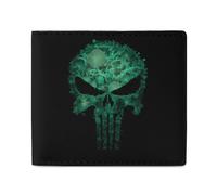 Green Punish1 Skull Funny Wallets Slim Soft Front Pockets Bifold Wallet with ID Credit Card Holder