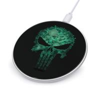 Green Punish1 Skull Printed Wireless Charger Funny 10W Fast Charging Pad Mat for Cell Phone