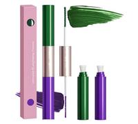 Green Purple Dual-Ended Lengthening Mascara with Bold Emerald & Violet Shades - Waterproof Smudge-Proof Formula for Clump-Free Curling Lashes, Buildable Definition,