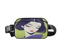 Green Purple Elegant Woman Stylish Fanny Waist Pack for Men Women Waterproof Croose Body Purse with Adjustable Strap for Cycling Hiking Gym, Aesthetic Fighting Fish, One Size