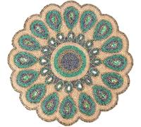 Green Purple Gold 13 inch Charger Plate - Placement Mats for Dining Table - Round Beaded Placemats