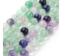 Green/Purple Rainbow Fluorite Beads Plain Round 6mm Strand of 60+