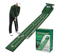 Green Putting Mat - Velour Golf Practice Mat, Automatic Ball Return Function, Alignment Guides, Non-Slip, Durable Construction | Ext Training Tool