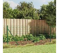 Green PVC Coated Galvanized Steel Wire Mesh Fence, 1x10m Durable Outdoor Fencing for Yard, Animal Enclosure, UV & Rust Resistant Lattice Panels with Spike Anchors