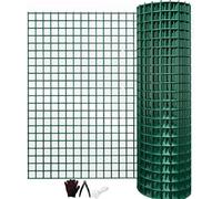 Green PVC Coated Welded Wire Fence, 3x3cm Mesh Vegetable Garden Fence Animal Barrier DIY Production, Equipped with Cutting Pliers(2.2mm,1x18m)