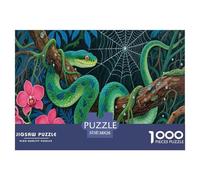 Green Python Art Jigsaw Puzzles Adults Fun 1000 Pieces Animal Toy Intellectual Game Education Game Stress Relief Home Decoration Challenge Educational 38x26cm/1000pcs