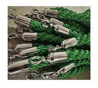 Green Queue Barrier Rope with Silver Hooks - 3/5/8Ft Twisted & Braided Hemp Rope for Crowd Control Stanchion Queue Divider Safety Barrier Event Line Management