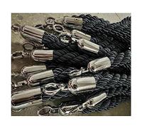 Green Queue Barrier Ropes with Silver Hooks - 3/5/8ft Twisted Braided Hemp Crowd Control Stanchion Ropes for Queue Divider & Safety Barrier Event Line Management