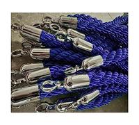 Green Queue Barrier Ropes with Silver Hooks - 3/5/8Ft Twisted Braided Hemp Rope for Crowd Control Stanchion Queue Divider Safety Barrier for Events and Lines