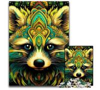 Green Raccoon Jigsaw Puzzles 1000 Pieces for Adults Jigsaw Puzzles Perfect for Family Gatherings, Birthdays, Holidays 50x75CM/19.68x29.52inch