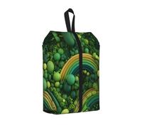 Green Rainbow Printed Travel Shoe Storage Bag Waterproof Jacquard Fabric is Lightweight, with Strong Handle and Central Zipper.