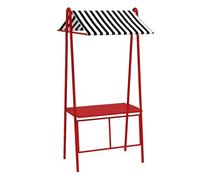 Green Red Black Mobile Hot Dog Cart Trailer Concession Food Vending Stand Kiosk, Large Vendor Stall Cart with Table And Canopy, Portable Market Display Stand(Red,L - 100cm(39 2/5"))