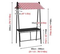 Green Red Black Mobile Hot Dog Cart Trailer Concession Food Vending Stand Kiosk, Large Vendor Stall Cart with Table And Canopy, Portable Market Display Stand(Black,L - 80cm(31 1/2"))