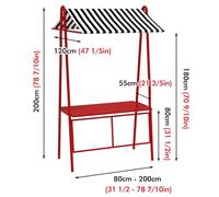 Green Red Black Mobile Hot Dog Cart Trailer Concession Food Vending Stand Kiosk, Large Vendor Stall Cart with Table And Canopy, Portable Market Display Stand(Red,L - 80cm(31 1/2"))