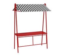 Green Red Black Mobile Hot Dog Cart Trailer Concession Food Vending Stand Kiosk, Large Vendor Stall Cart with Table And Canopy, Portable Market Display Stand(Red,L - 150cm(59"))