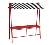 Green Red Black Mobile Hot Dog Cart Trailer Concession Food Vending Stand Kiosk, Large Vendor Stall Cart with Table And Canopy, Portable Market Display Stand(Red,L - 180cm(70 9/10"))